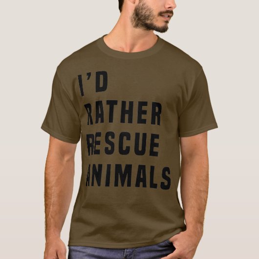 IDむしろレスキュー動物Tシャツブラックはっきりしたフォント Tシャツ (正面)