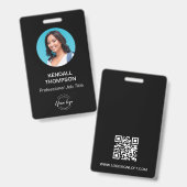 IDカードのシンプルモダン白黒カスタム写真 バッジ (正面&裏面)