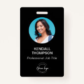 IDカードのシンプルモダン白黒カスタム写真 バッジ (正面)