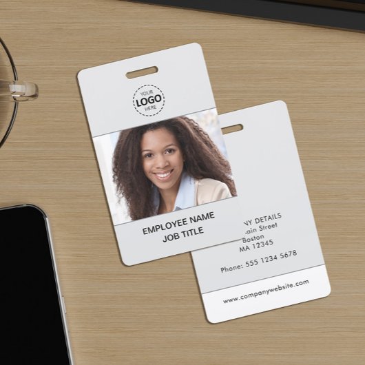 IDカードの写真とロゴアップロード従業員 バッジ