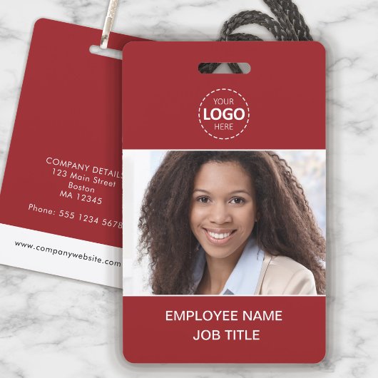 IDカードの写真とロゴアップロード従業員 バッジ