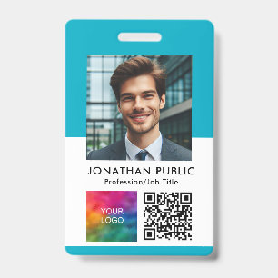 IDカードをアップロード あなたの写真 会社ロゴ QRコード バッジ
