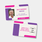 IDカードバッジ | シンプルなビジネス従業員写真 バッジ (正面&裏面)