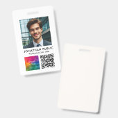 IDカード従業員フォト会社ロゴQRコード バッジ (正面＆裏面)