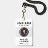 IDカーモダンドのミニマルなビジネス従業員QR バッジ (正面（ネックストラップ付）)