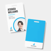 IDカーモダンドのミニマルなブルースタッフ従業員 バッジ (Front & Back)