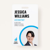 IDカーモダンドのミニマルなブルースタッフ従業員 バッジ (正面)