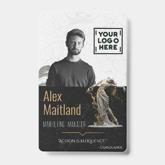 IDカーモダンドのロエレガントゴ引用文 バッジ (正面)