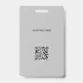 IDカーモダンドカスタムロゴ写真QRコードグレー バッジ (裏面)