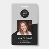 IDカーモダンドカスタムロゴ写真QRコードグレー バッジ (正面)