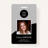 IDカーモダンドカスタムロゴ写真QRコードグレー バッジ (正面)