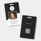 IDカーモダンドカスタムロゴ写真QRコードブラック バッジ (正面&裏面)
