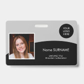 IDカーモダンド会社のロゴ写真QRコードグレー バッジ (正面)