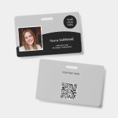 IDカーモダンド会社のロゴ写真QRコードグレー バッジ (正面＆裏面)