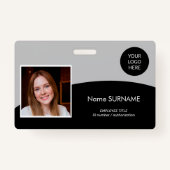 IDカーモダンド会社のロゴ写真QRコードグレー バッジ (正面)