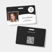 IDカーモダンド会社のロゴ写真QRコードブラック バッジ (正面＆裏面)