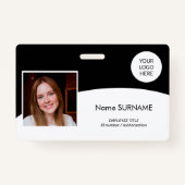 IDカーモダンド会社のロゴ写真QRコードブラック バッジ (正面)