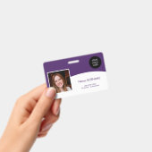 IDカーモダンド会社ロゴ写真QRコードシンプル バッジ (手持ち)