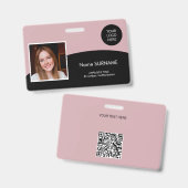 IDカーモダンド会社ロゴ写真QRコード バッジ (正面&裏面)