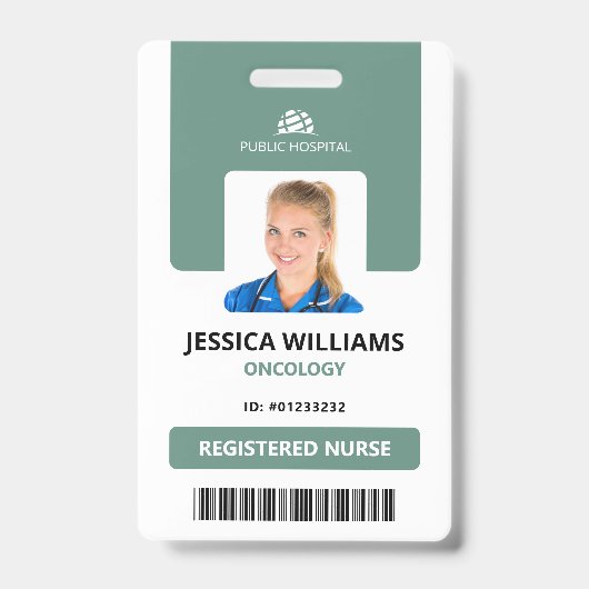 IDカーモダンド病院スタッフ登録ナース バッジ (表面)