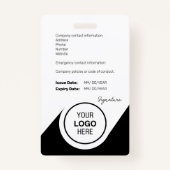 IDバーコード従業員フォトブラックモダンミニマル バッジ (裏面)