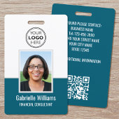 IDフォトモダンビジネスQRセキュリティティール（緑がかった色）バッジ バッジ