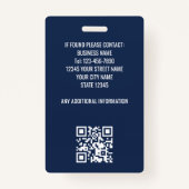 IDフォトモダンビジネスQRセキュリティブルーネイビー バッジ (裏面)