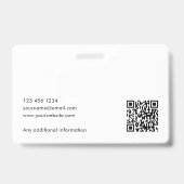 IDフォトモダンロゴQRコード赤面ピンクセキュリティ バッジ (裏面)