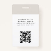 IDモダンカード |グレーのミニマル写真名ロゴ バッジ (裏面)