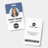 IDモダンカード |写真シンプル名ロゴバーコード バッジ (表裏)