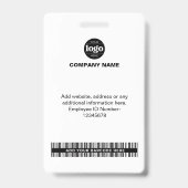 IDモダンカード |写真シンプル名ロゴバーコード バッジ (裏面)