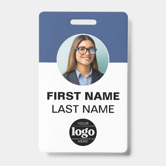 IDモダンカード |写真シンプル名ロゴバーコード バッジ (表面)