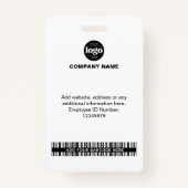 IDモダンカード |写真シンプル名ロゴバーコード バッジ (裏面)