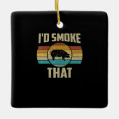 ID煙はおもしろいレトロBBQ豚肉グリルギフト セラミックオーナメント (正面)