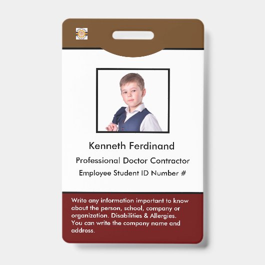 ID識別カードバーコードフォト従業員 バッジ (正面)