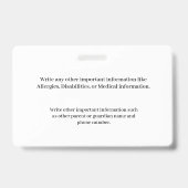 ID識別カードバーコード学生学校 バッジ (裏面)