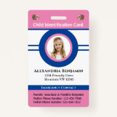 Id識別カードボーイガールチャイルドフォトカスタム バッジ (正面)