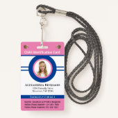 Id識別カードボーイガールチャイルドフォトカスタム バッジ (正面ランヤード)