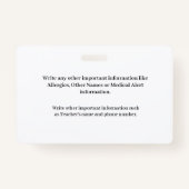 Id識別カードボーイガールチャイルドフォトカスタム バッジ (裏面)