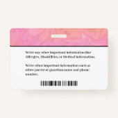 Id識別カードボーイガールチャイルドフォトカスタム バッジ (裏面)