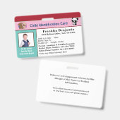 Id識別カードボーイガールチャイルドフォトカスタム バッジ (Front & Back)