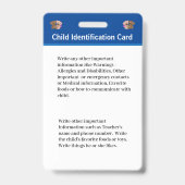 Id識別カードボーイガールチャイルドフォトカスタム バッジ (Back)