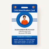 Id識別カードボーイガールチャイルドフォトカスタム バッジ (正面)