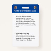 Id識別カードボーイガールチャイルドフォトカスタム バッジ (裏面)