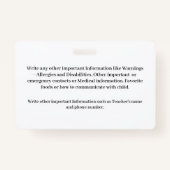 Id識別カード子供の写真カスタム バッジ (裏面)