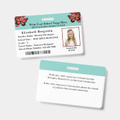 ID識別カード学校学生バーコード バッジ (表裏)