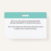 ID識別カード学校学生バーコード バッジ (裏面)