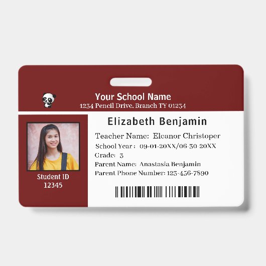 ID識別カード学生の子供の学校 バッジ (正面)