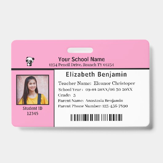 ID識別カード学生の子供の学校 バッジ (正面)