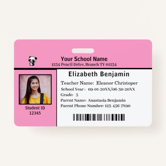 ID識別カード学生の子供の学校 バッジ (正面)